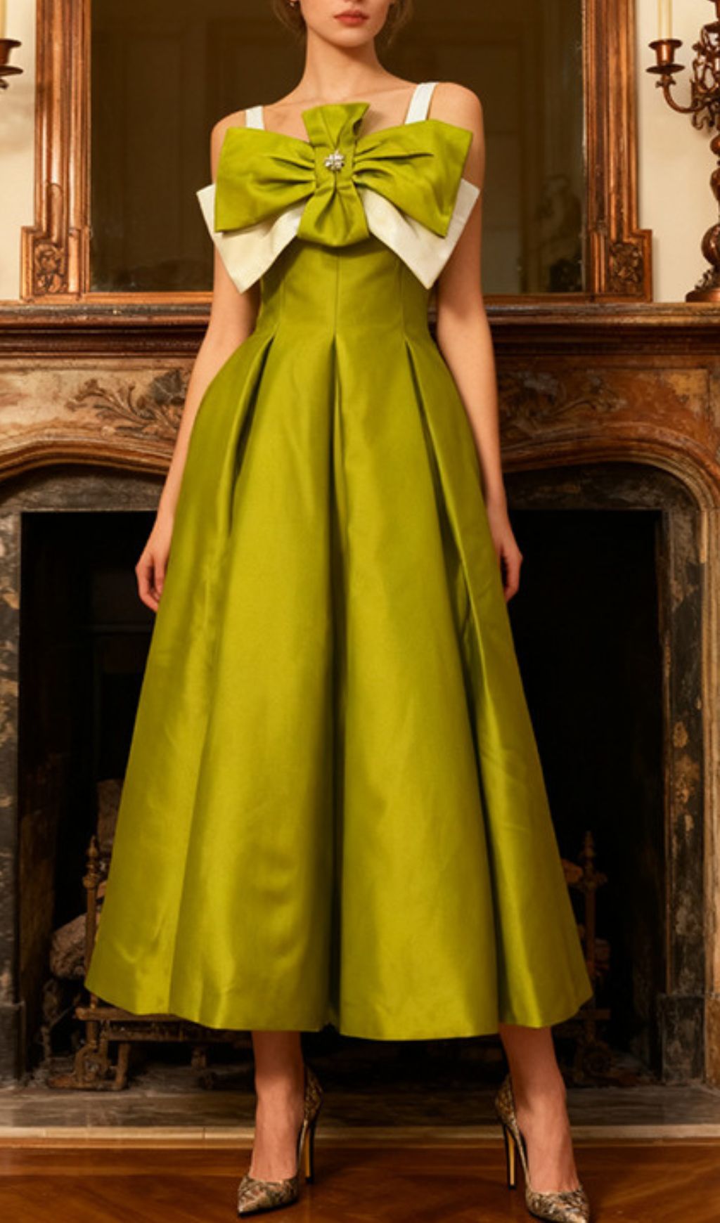 Isleen Elegant Strappy Bow Midi Dress - Chic Black Formal Wear