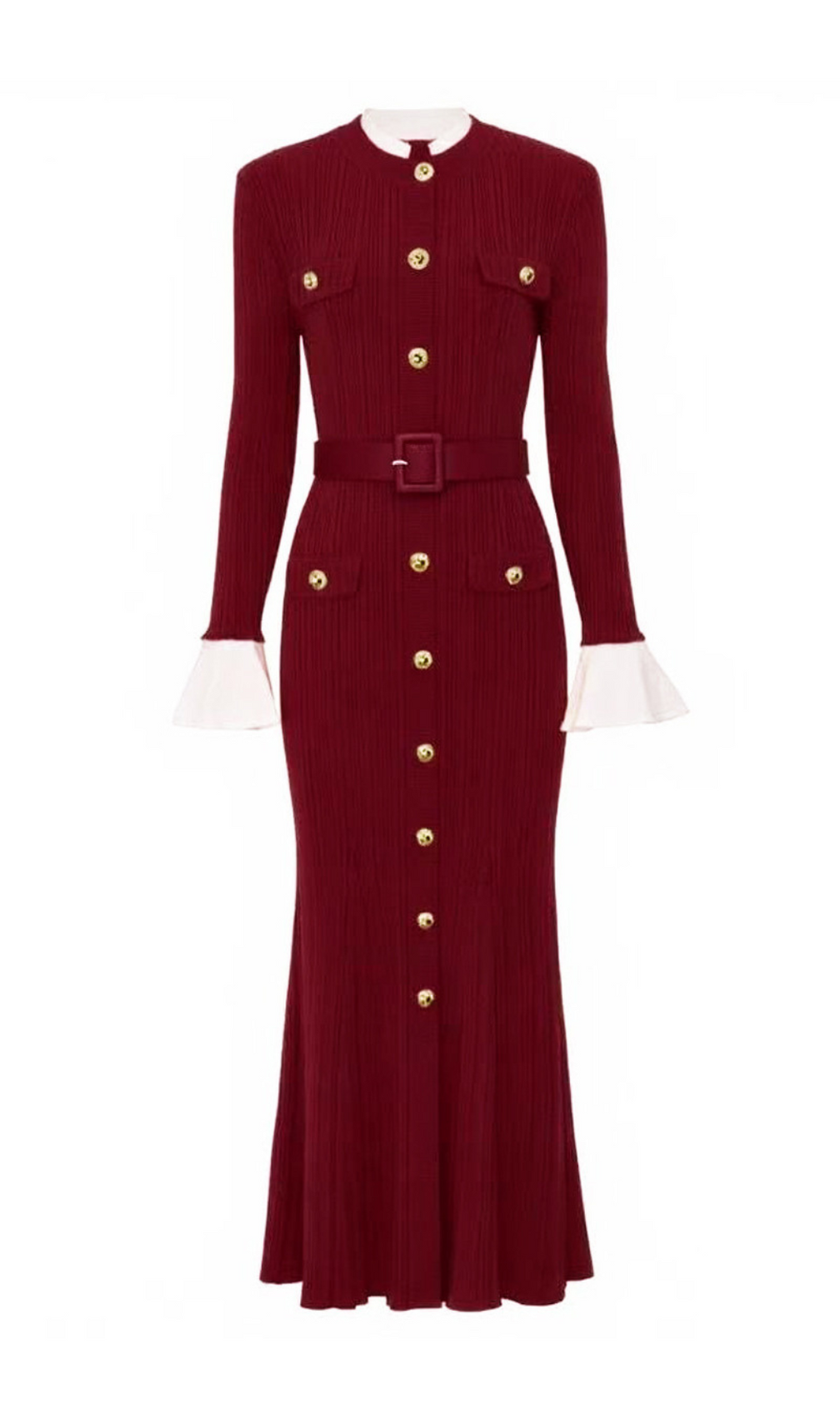 Heather Knit Long Sleeve Midi Dress