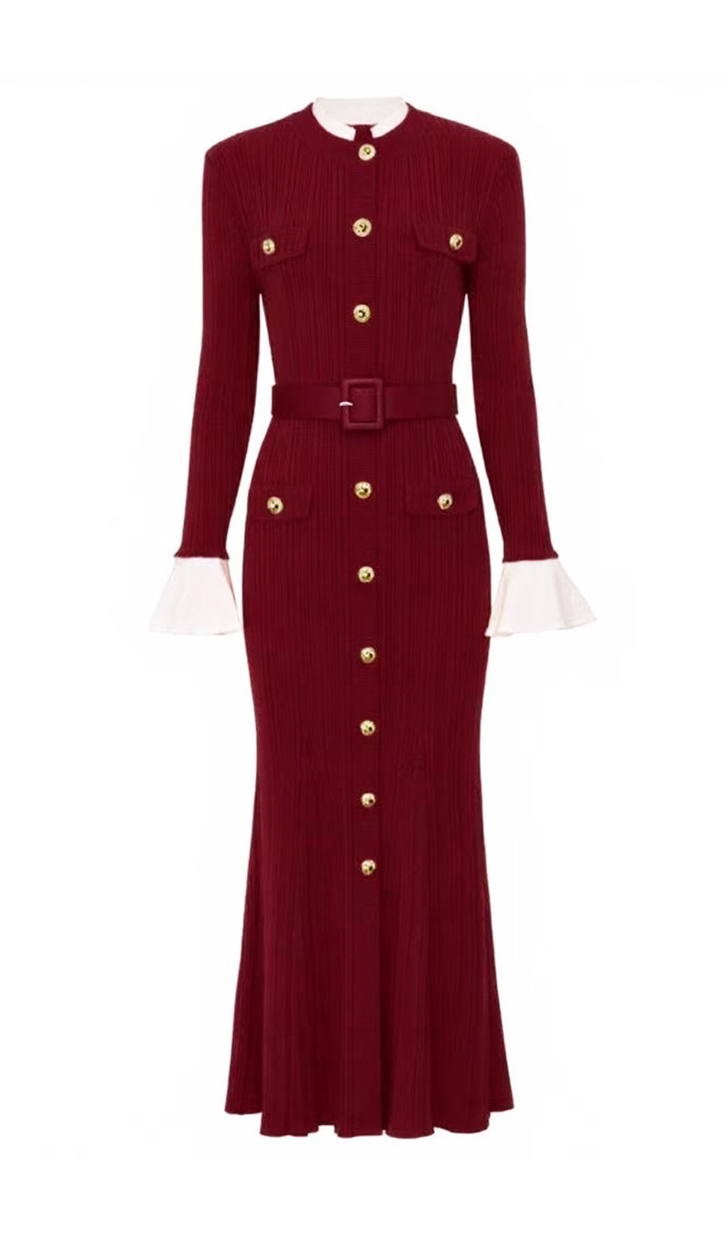 Heather Knit Long Sleeve Midi Dress