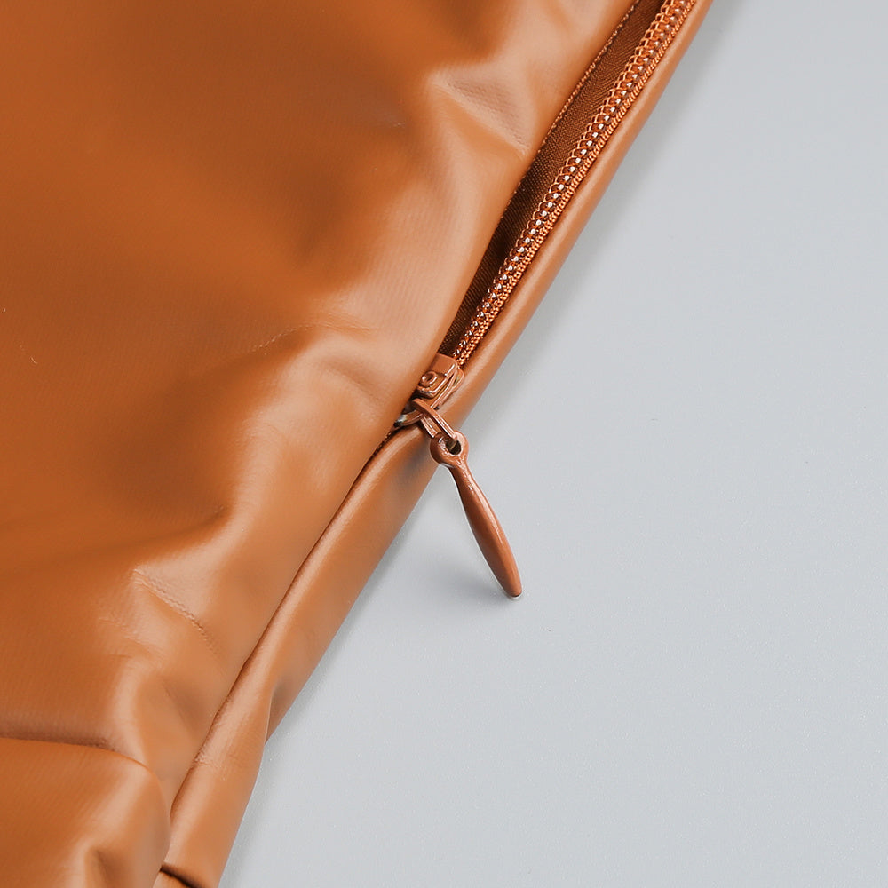 João Daring Faux Leather & Faux Fur Asymmetrical Mini Dress