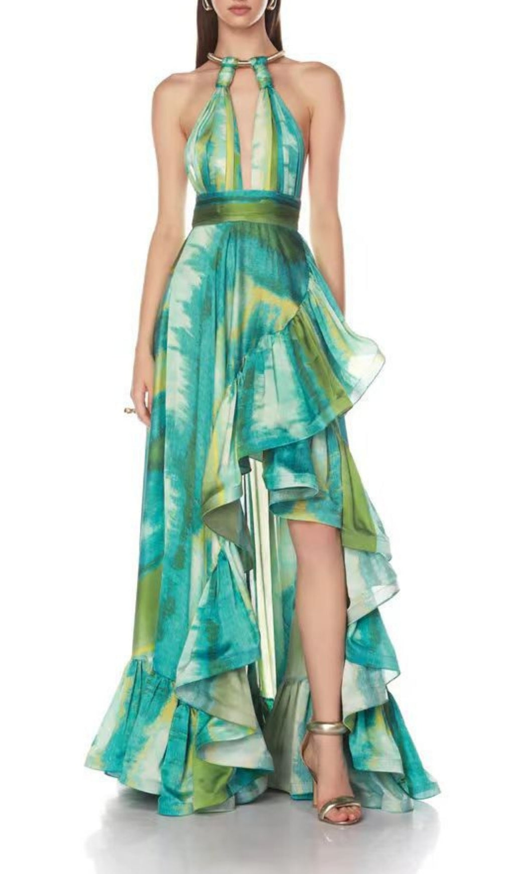 Farid Halter Printed Maxi Dress