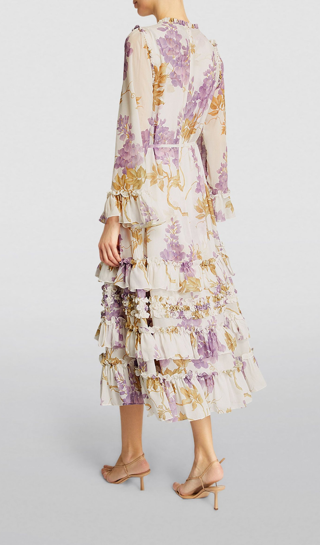 Alectrona Chiffon Wisteria Printed Midi Dress