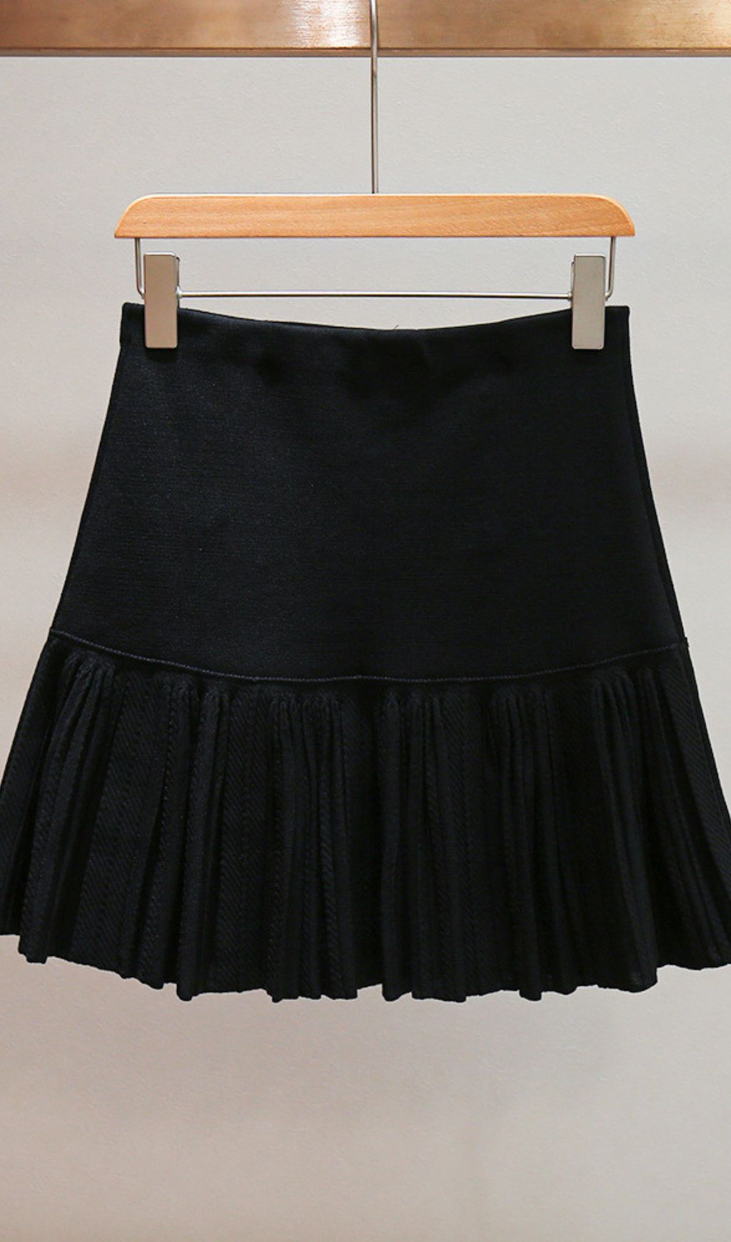 Chic Black Double-Breasted Ruffle Mini Skirt with Gold Buttons