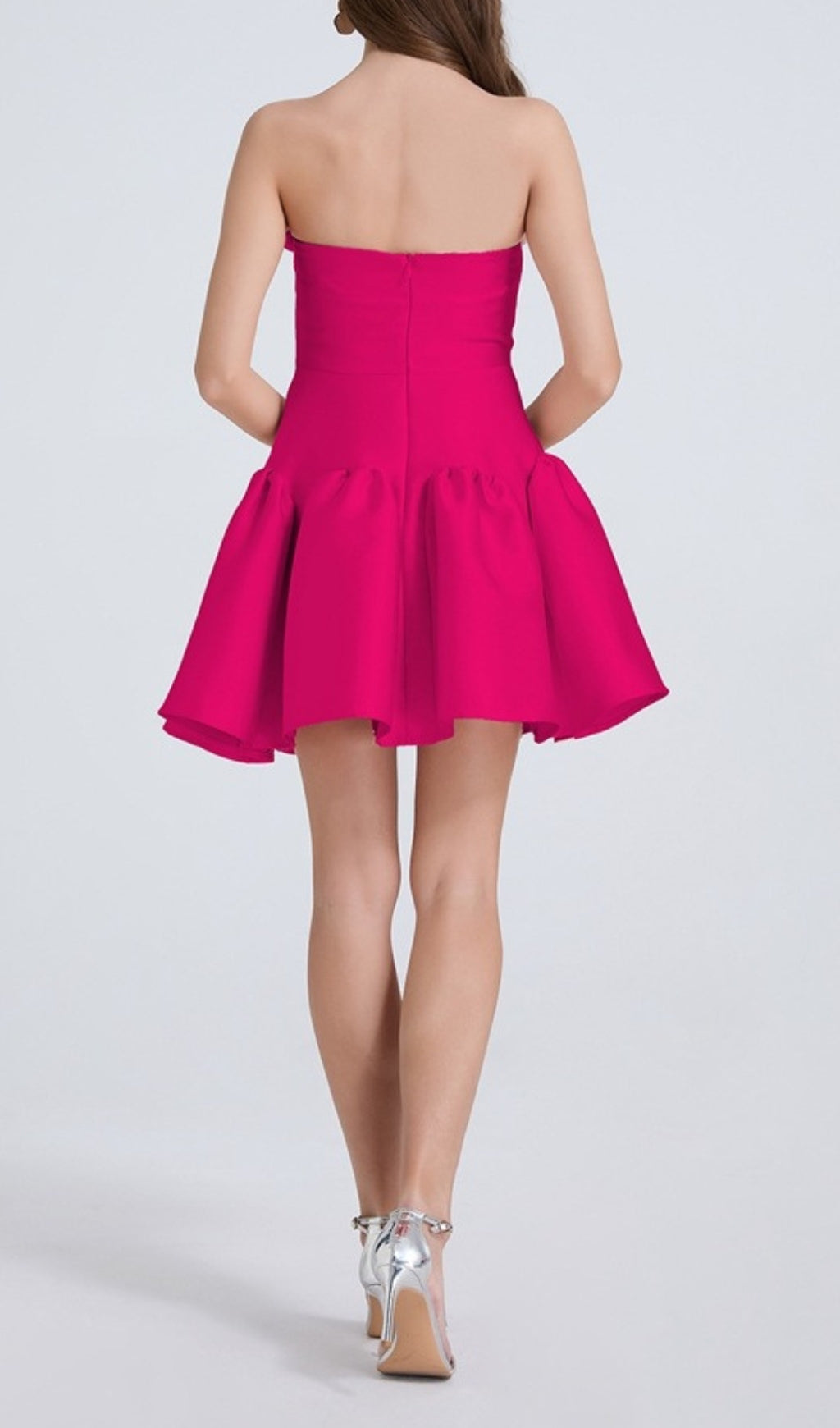 Denae Rose Red Strapless Flower Mini Dress