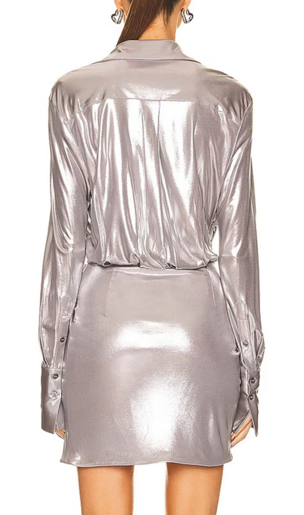 Havana Spotlight: Dazzling Silver Metallic Ruched Mini Dress