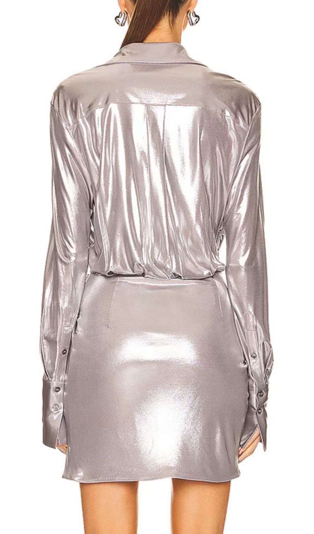 Havana Spotlight: Dazzling Silver Metallic Ruched Mini Dress