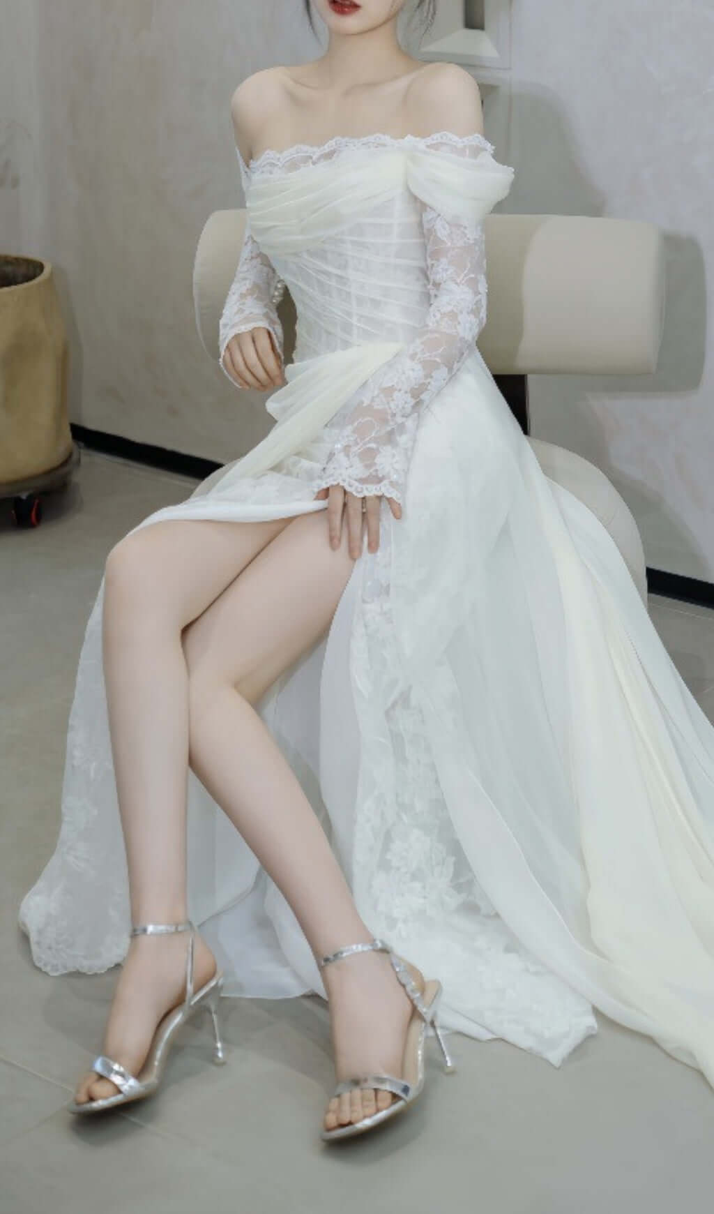 Avielle Mesh One Shoulder Wedding Dress