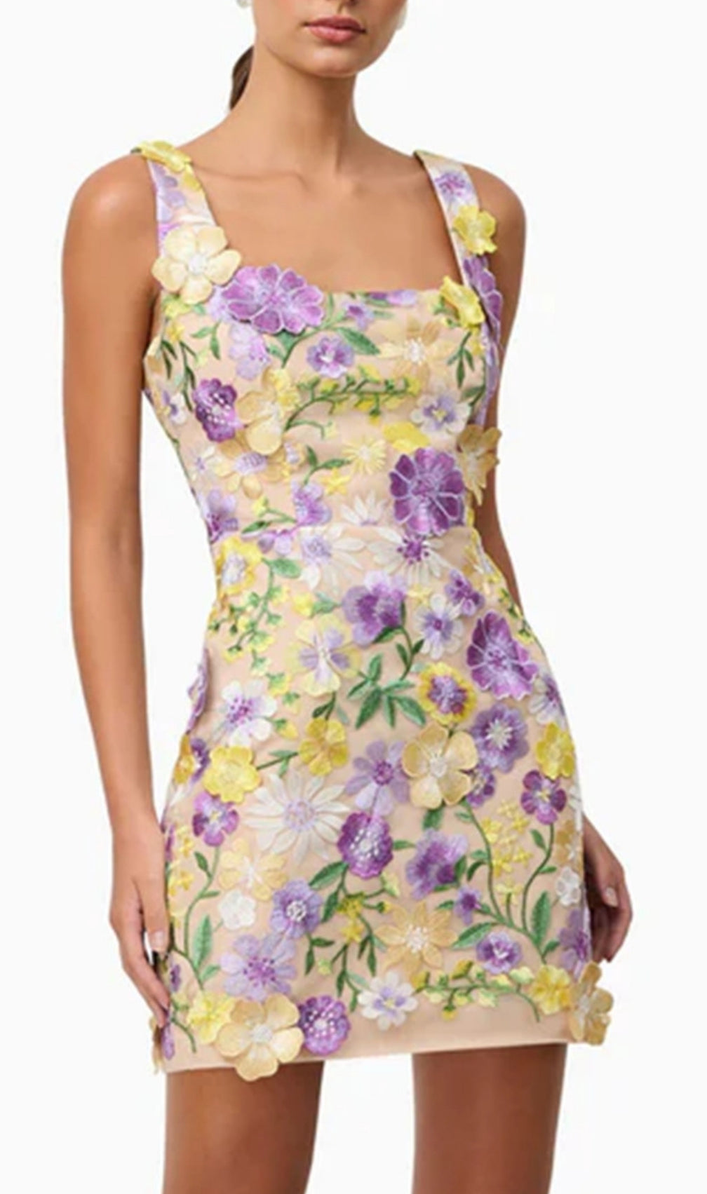 Fyodor Strappy Flower Embroidery Mini Dress