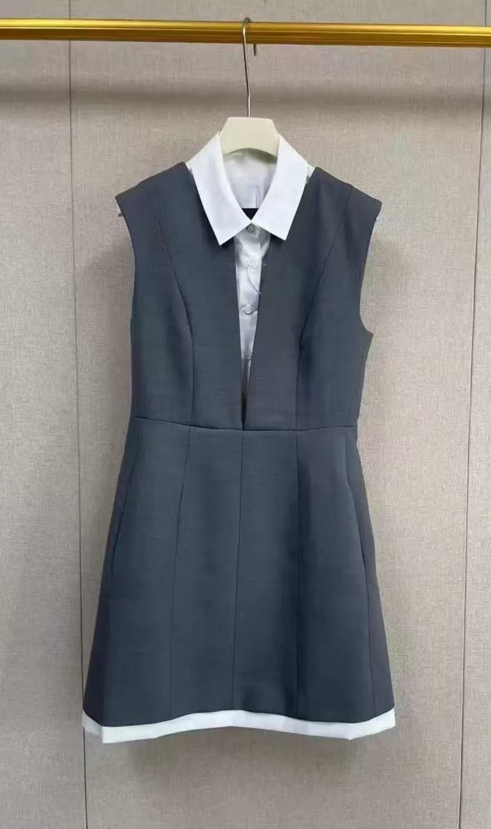 Sophisticated Layered Tailored Mini Dress with Detachable Collar