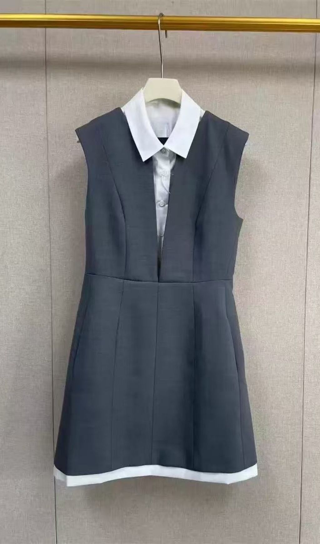 Sophisticated Layered Tailored Mini Dress with Detachable Collar