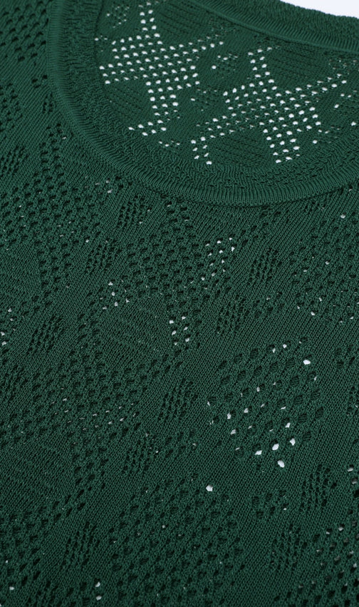 Jaime Luxe Emerald Green Sheer Knit Midi Dress & Slip Set | Versatile 2-Piece