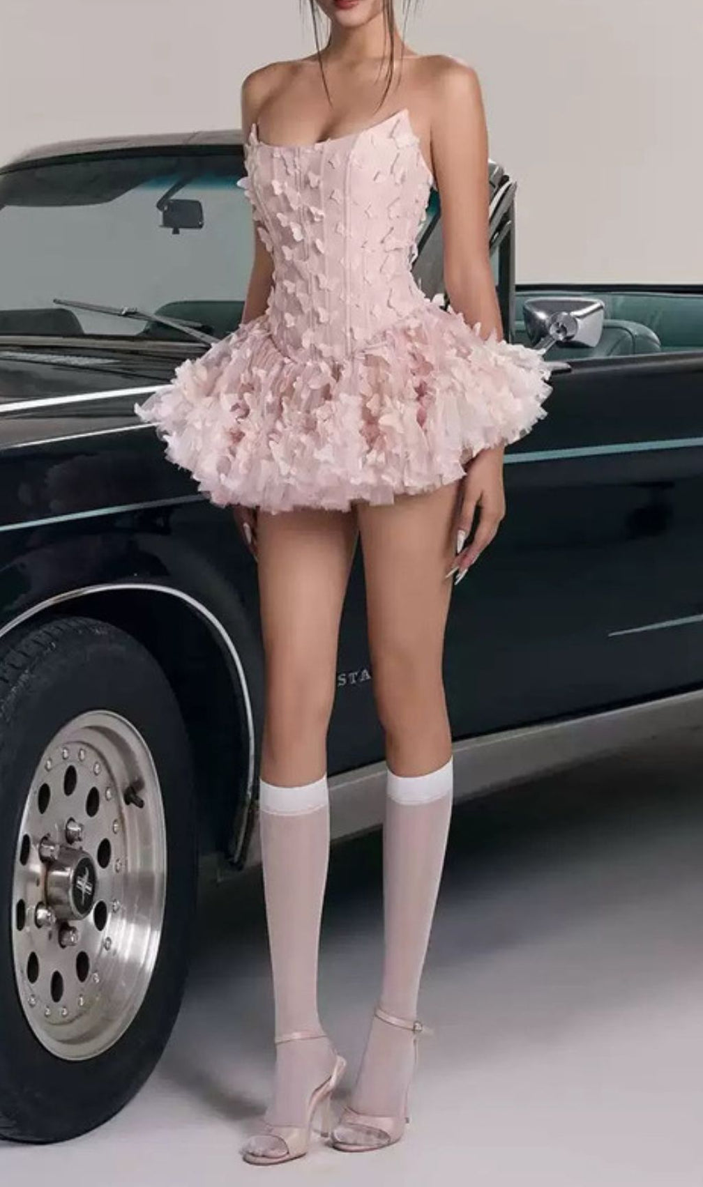 Fyra Strapless Corset Butterfly Embellished Mini Dress