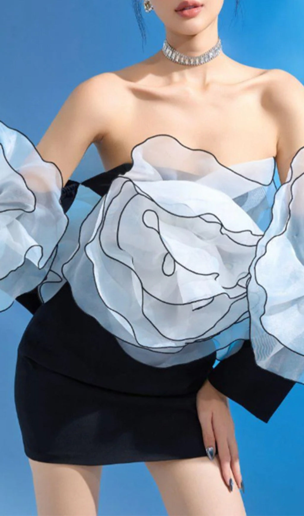 Bridgit Black Flower Long Sleeve Mini Dress