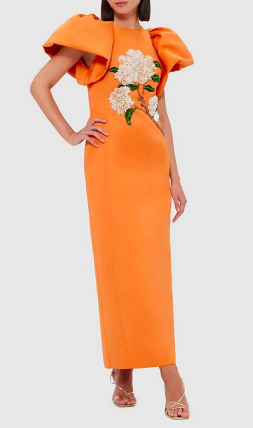 Fiorenzo Puff Sleeve Flower Maxi Dress