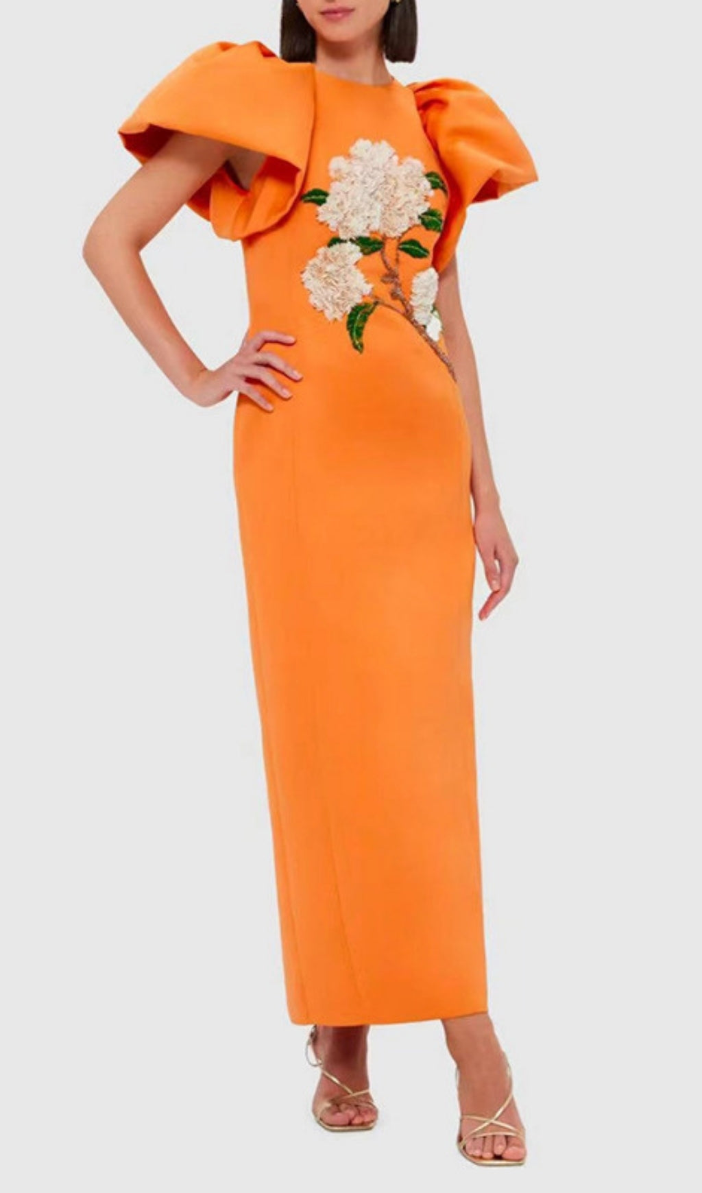 Fiorenzo Puff Sleeve Flower Maxi Dress