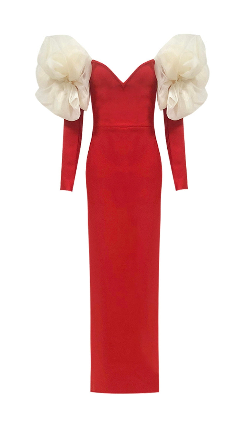 Cezary Red Off-Shoulder Maxi Bandage Dress