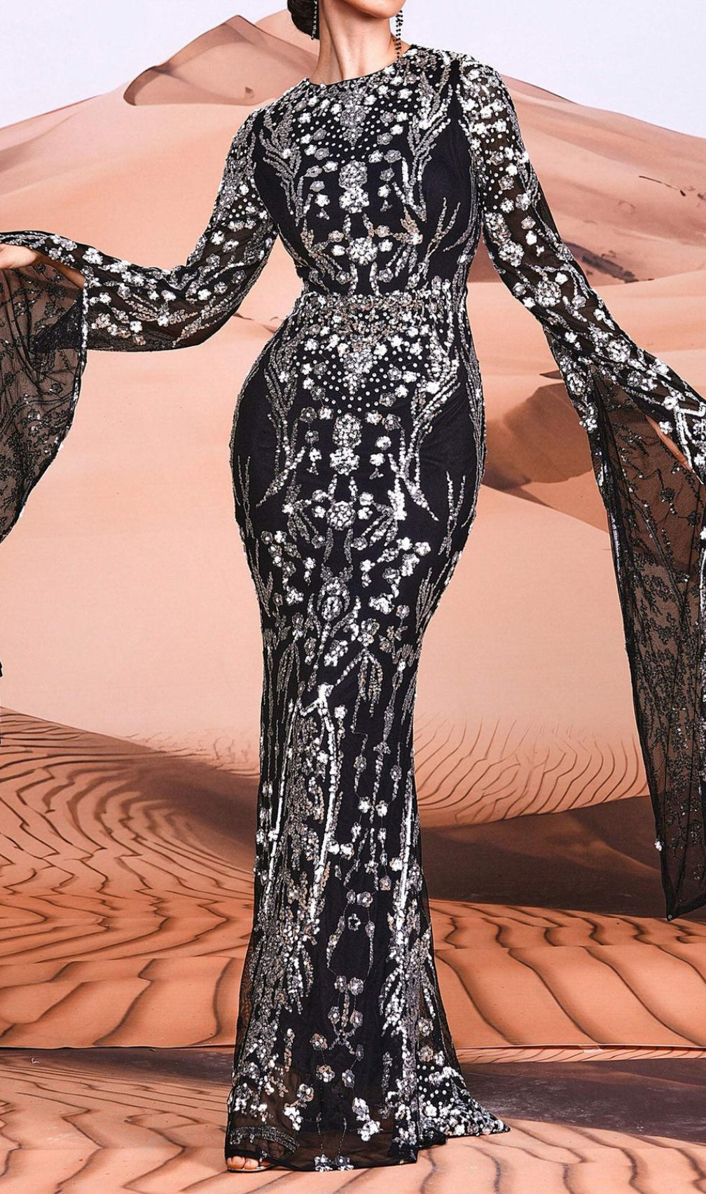 Cicely Silver Sequin Maxi Dress