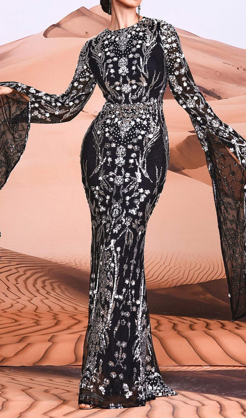 Cicely Silver Sequin Maxi Dress