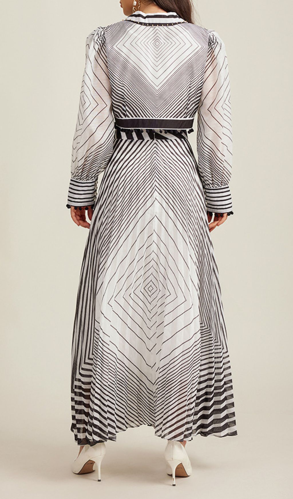 Gwylan Chic Geometric Striped Two-Piece Maxi Set