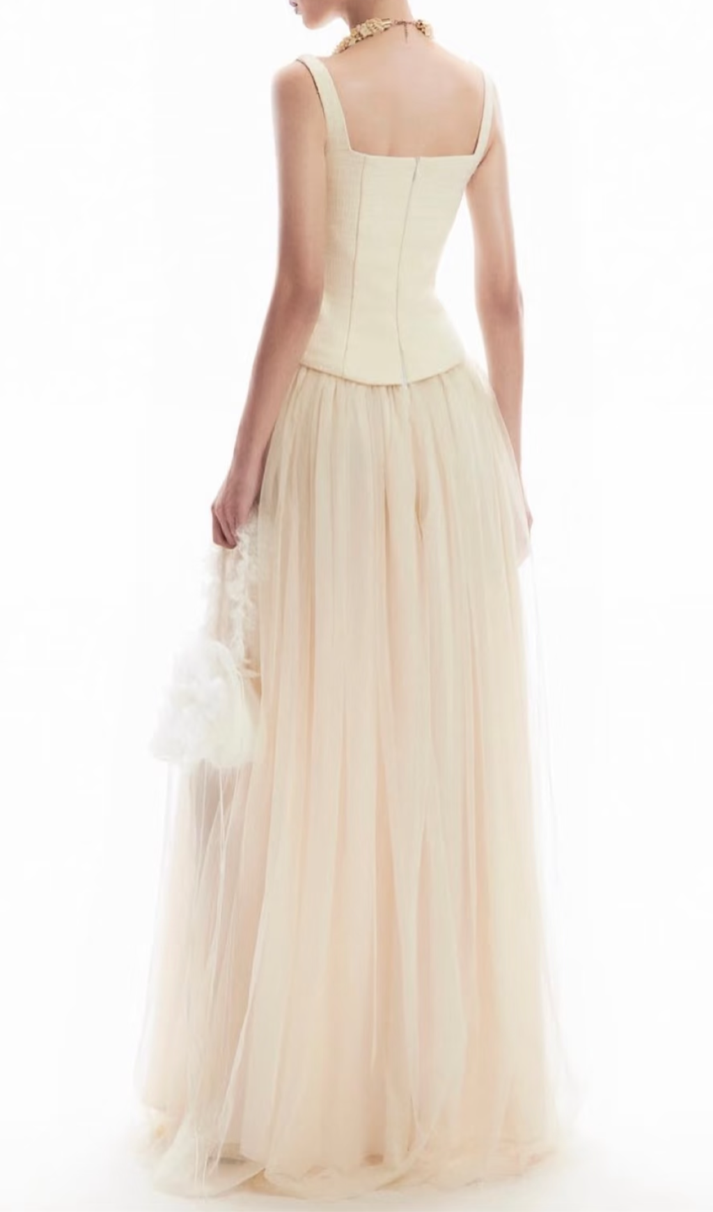 Gallia White Strappy Mesh Maxi Dress