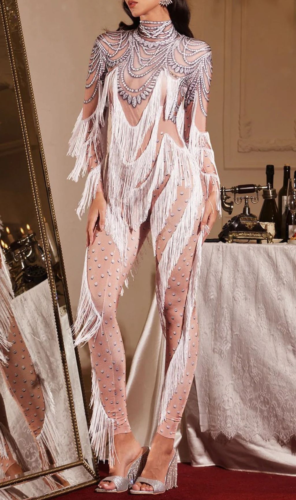 Firdaus Dazzling Fringe & Crystal Embellished Jumpsuit