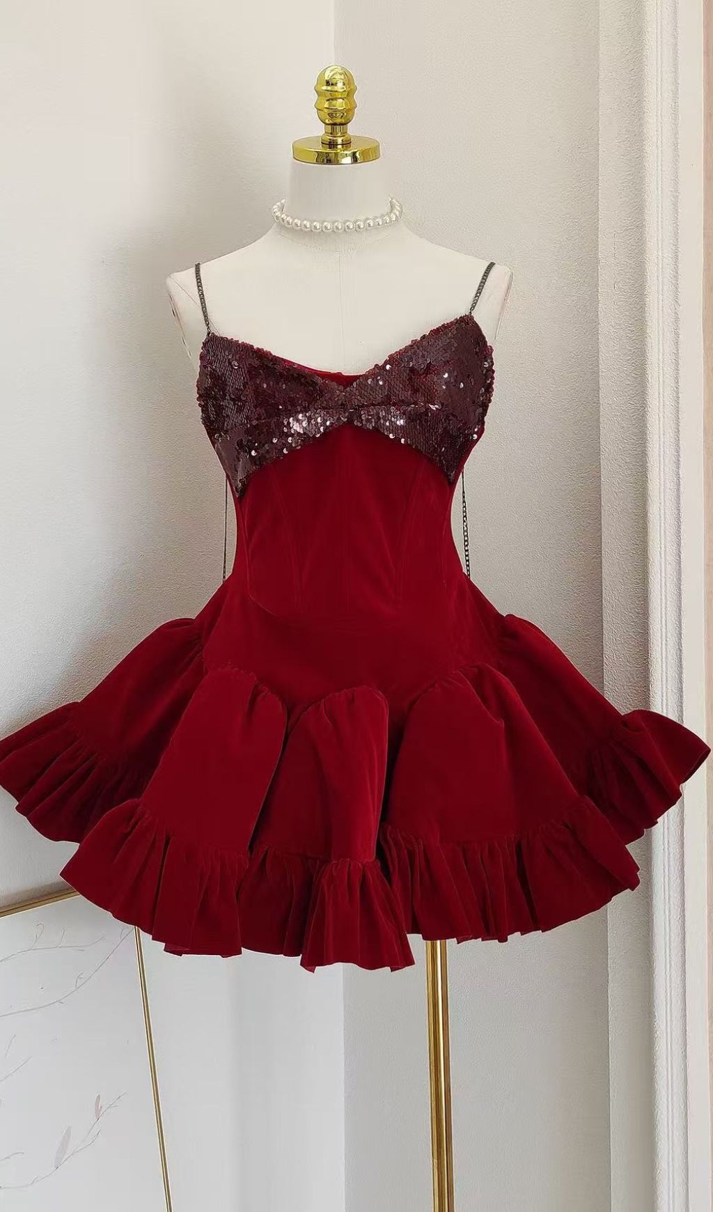 Itai Glamorous Sequin & Velvet Party Mini Dress