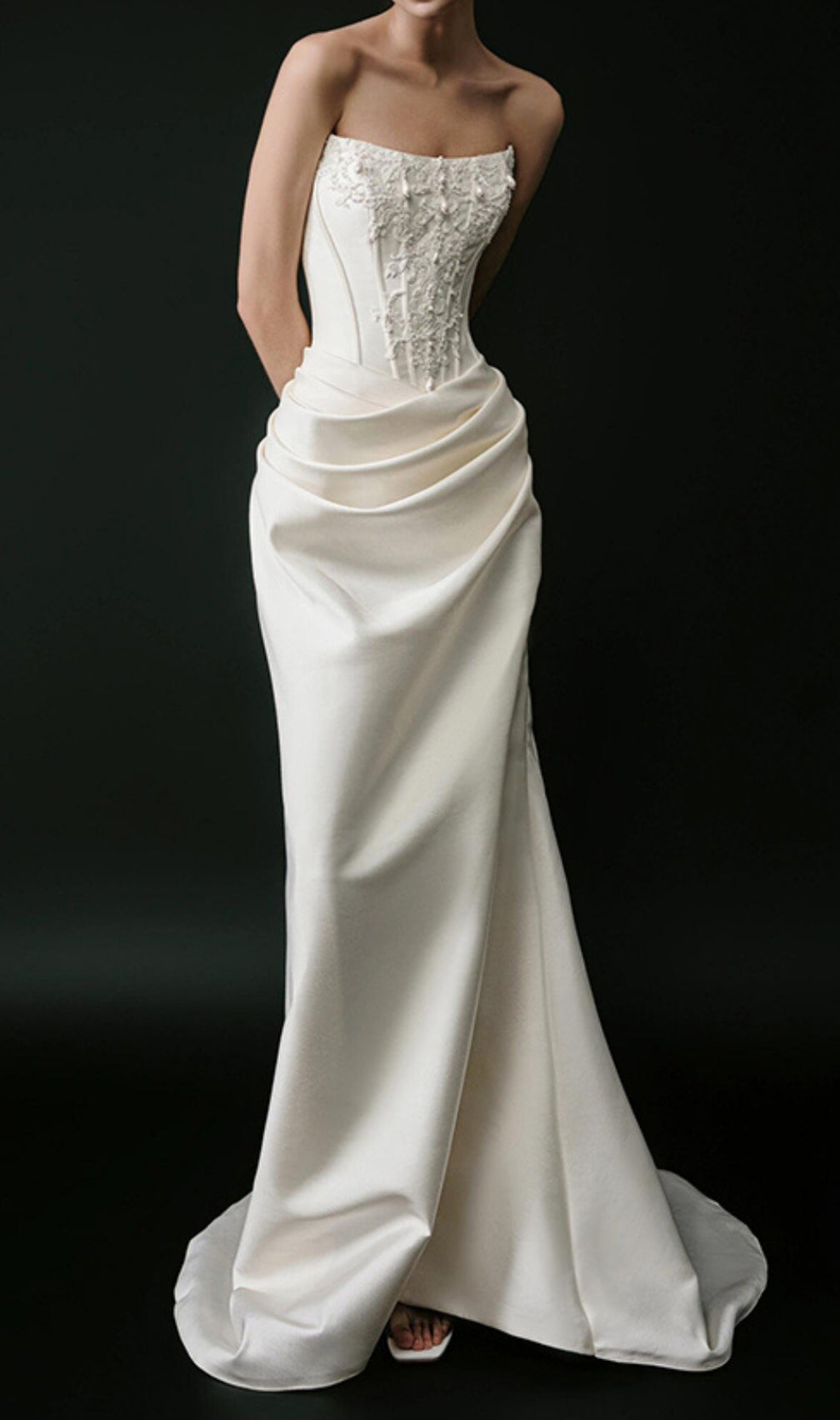 Caetana White Strapless Corset Maxi Dress