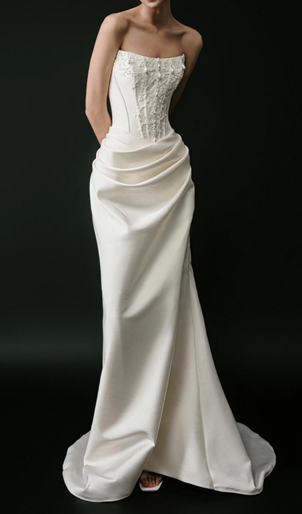Caetana White Strapless Corset Maxi Dress