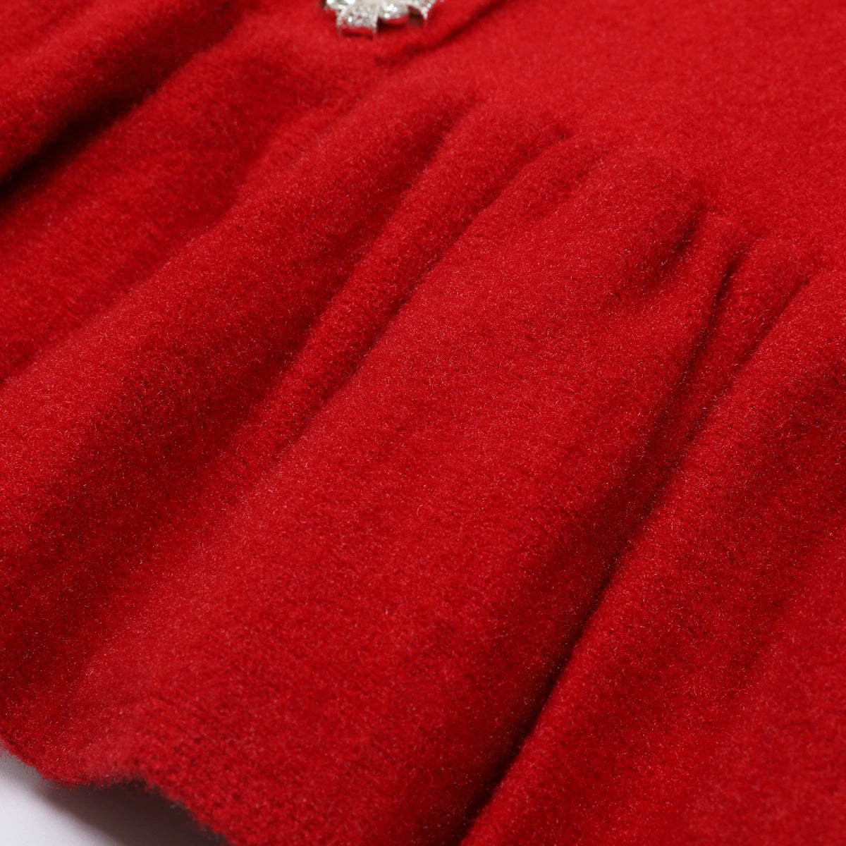 Vibrant Red Knit Mini Dress | Ruffle Lace, Sparkle Buttons & Belted Chic