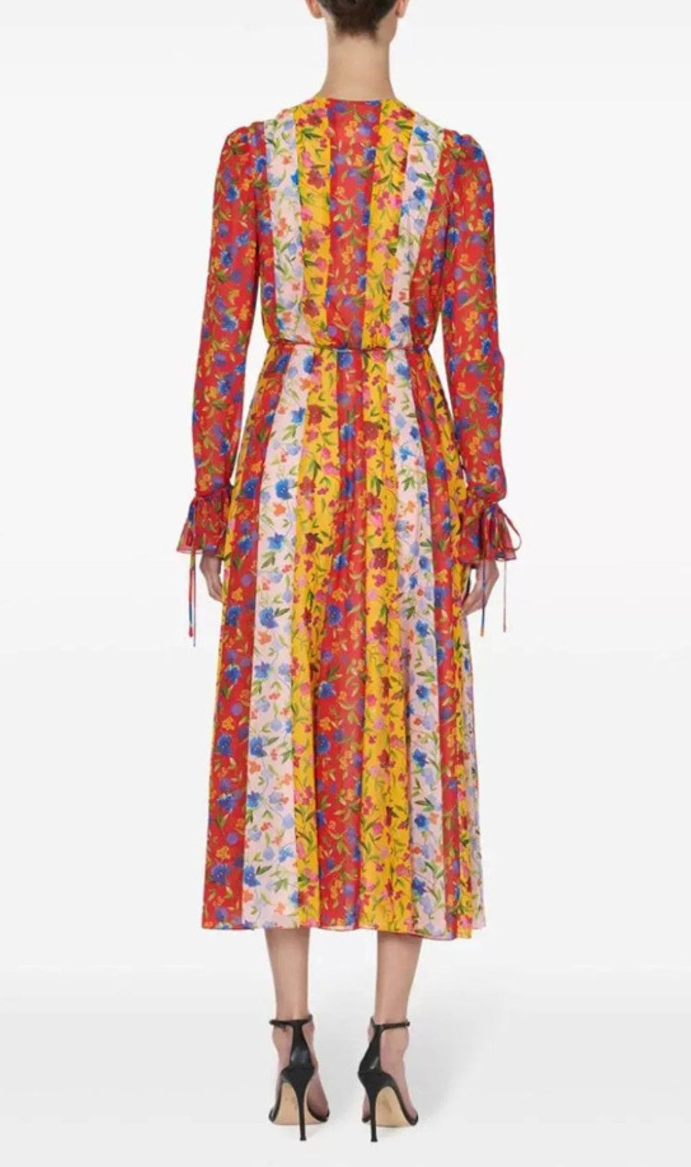 Avayah Contrasting Striped Flower Midi Dress