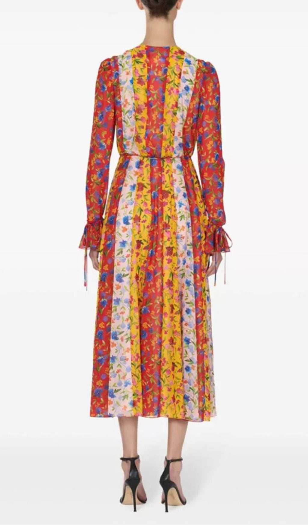 Avayah Contrasting Striped Flower Midi Dress