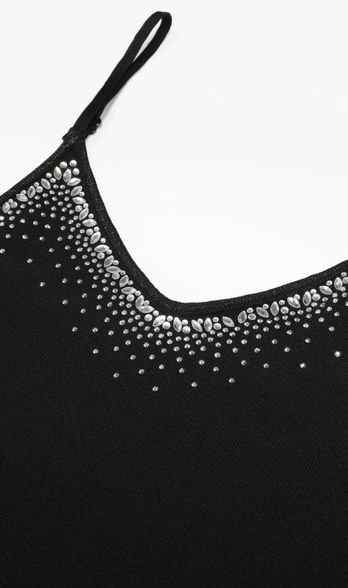Kinsey Black Diamante Knit Cardigan & Midi Dress Set