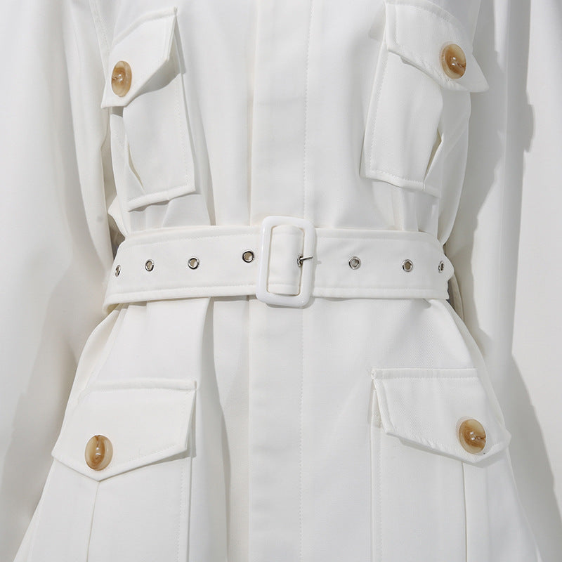 Chic Idalia White Belted Utility Jacket - Modern & Versatile Style
