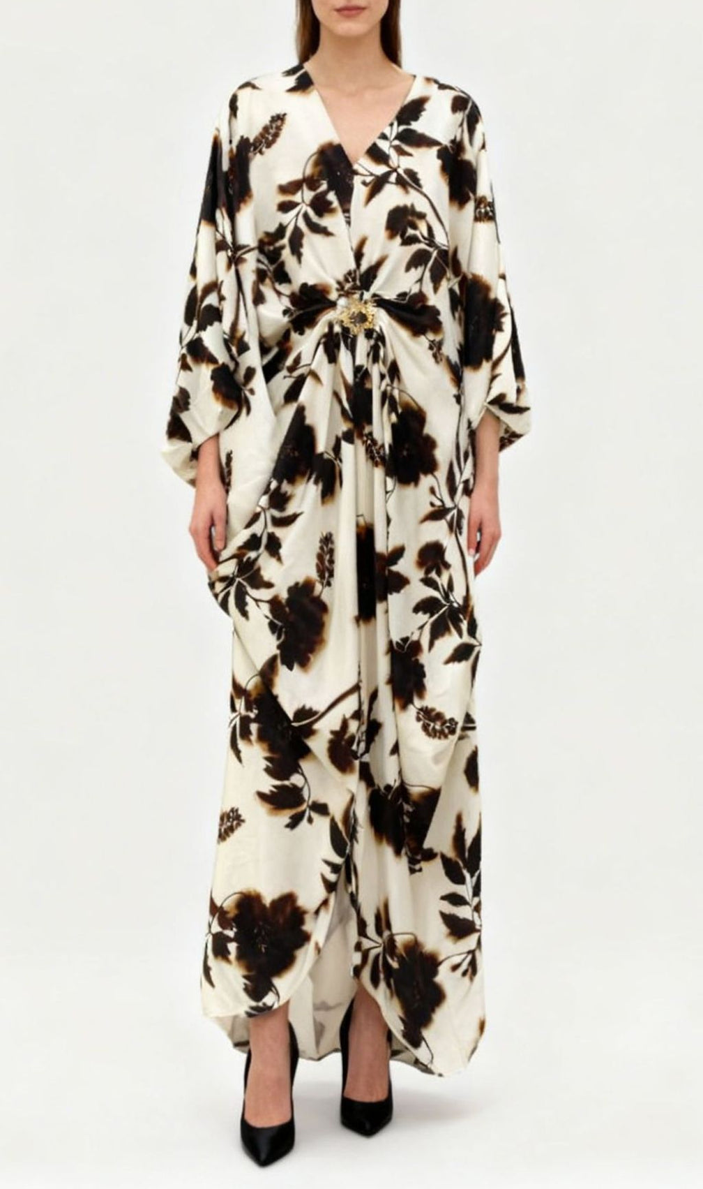 Jeanine Botanical Bloom Flowing Maxi Dress | Elegant Long Sleeve