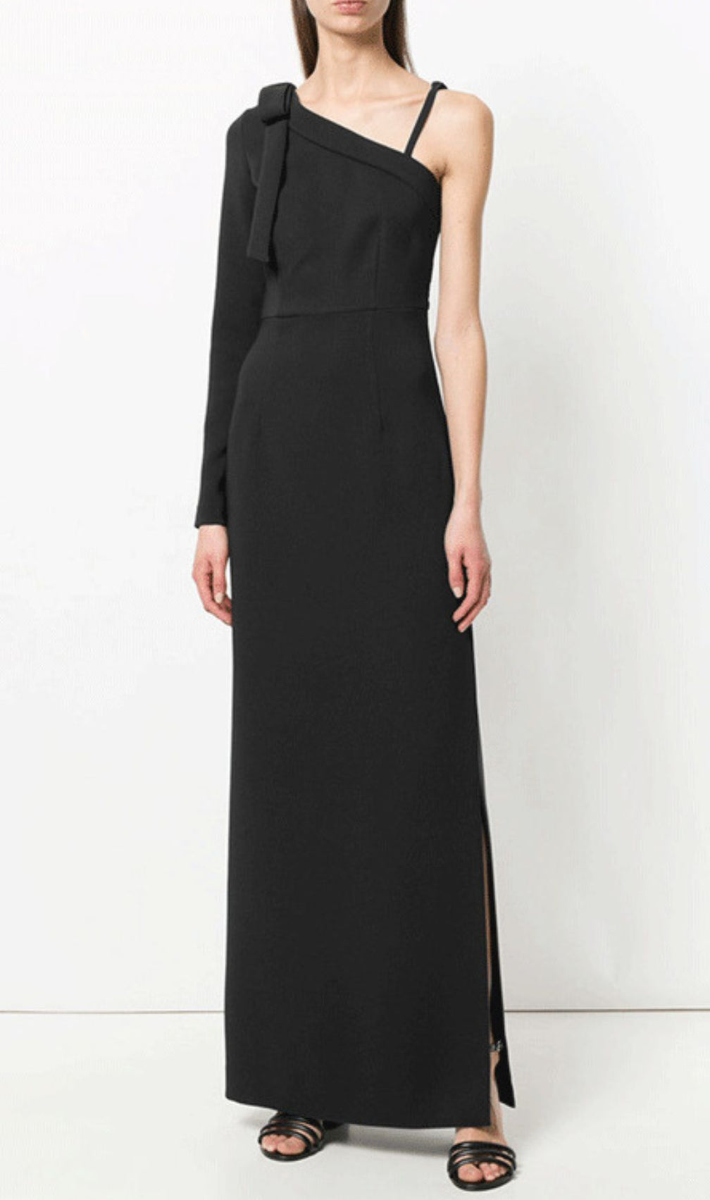 Hashim Black One-Shoulder Maxi Gown with High Slit | Elegant Evening Dress