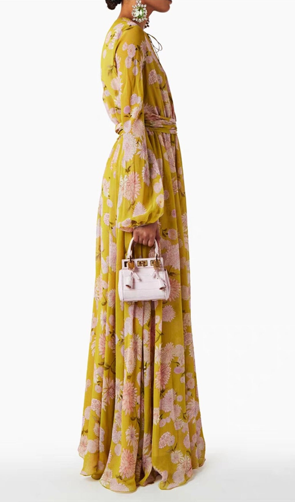 Eden Yellow Floral Long Sleeve Maxi Dress
