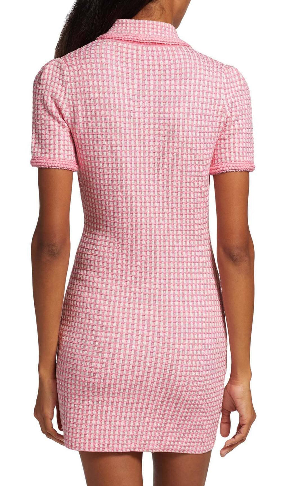 Knitted Button Mini Dress In Pink