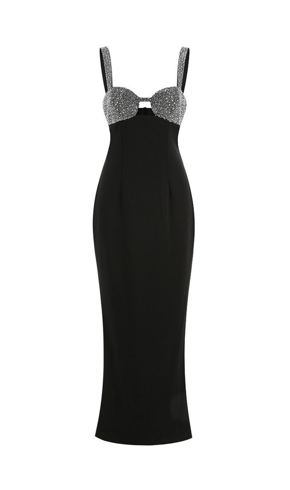 Kendall Black Diamante Strappy Maxi Gown - Glamorous Embellished Evening Dress