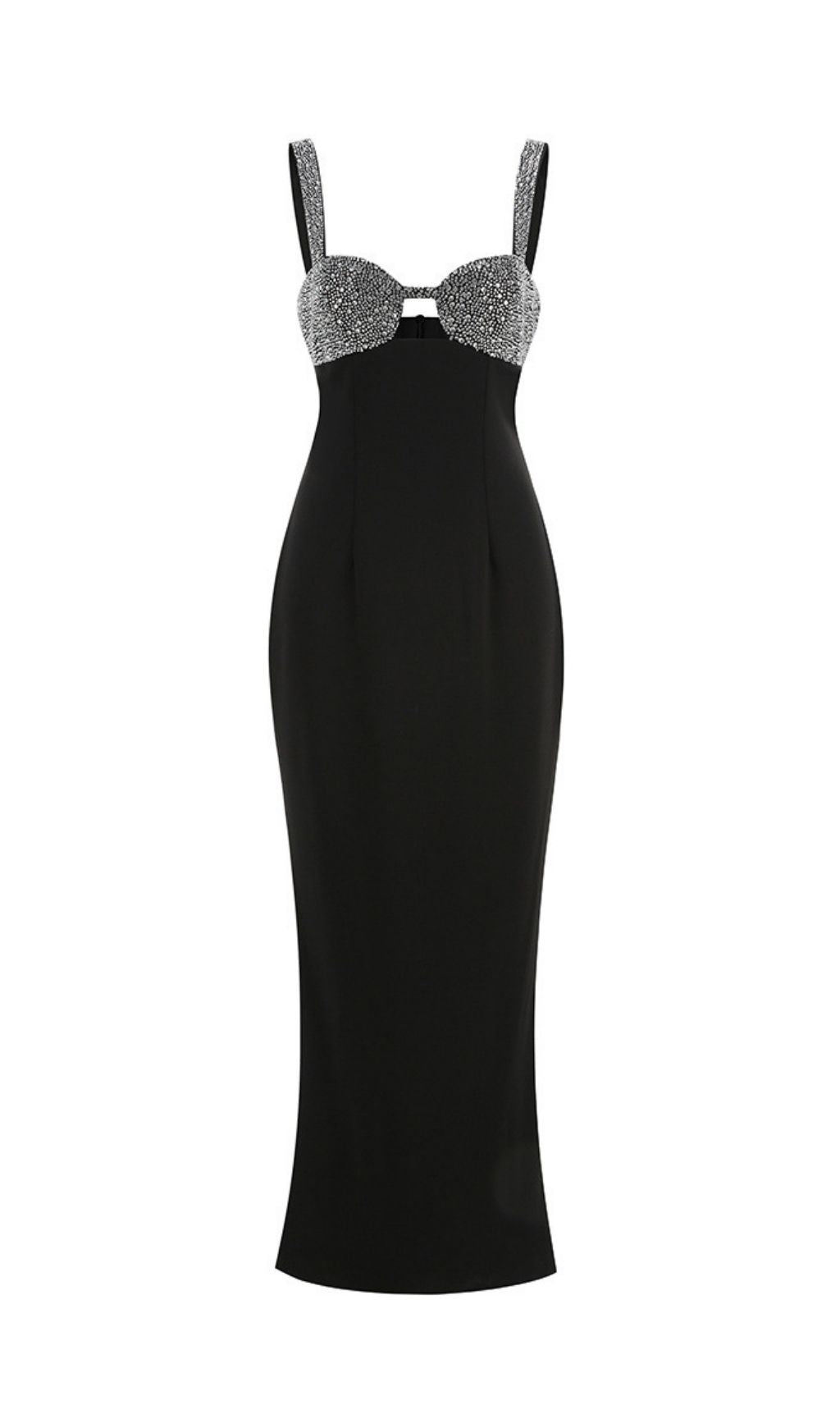 Kendall Black Diamante Strappy Maxi Gown - Glamorous Embellished Evening Dress