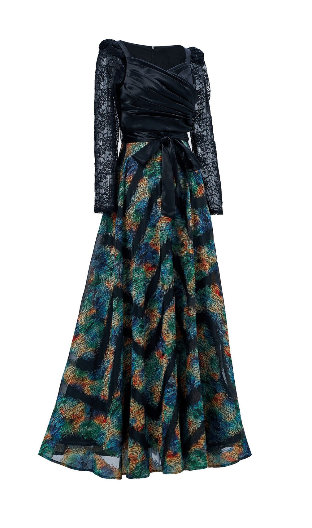 Ffan Green Ruched Long Sleeve Maxi Dress