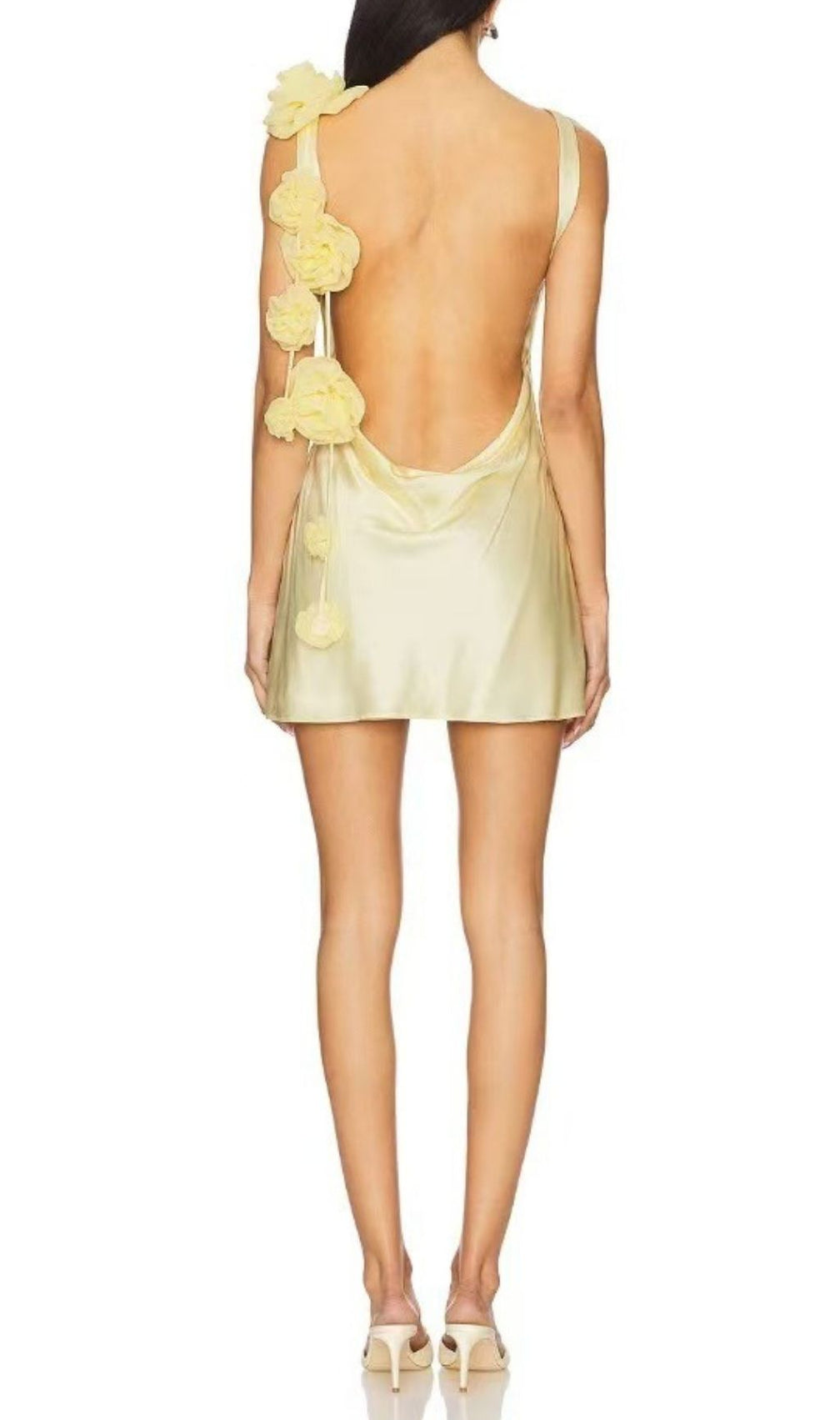 Kelli Yellow Floral One-Shoulder Backless Mini Dress | Summer Party & Date Night Chic