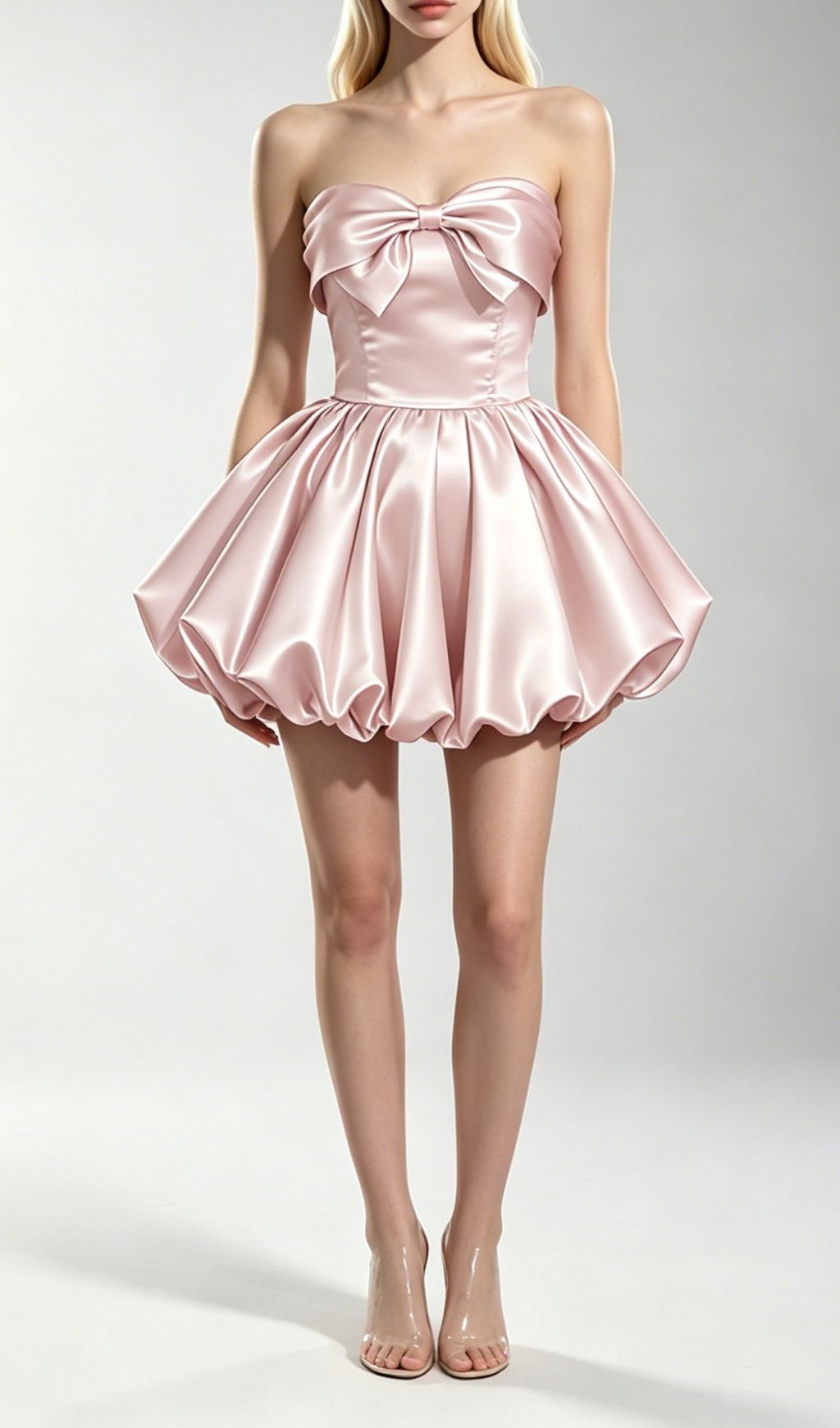 Ksena Pink Strapless Bow Mini Dress