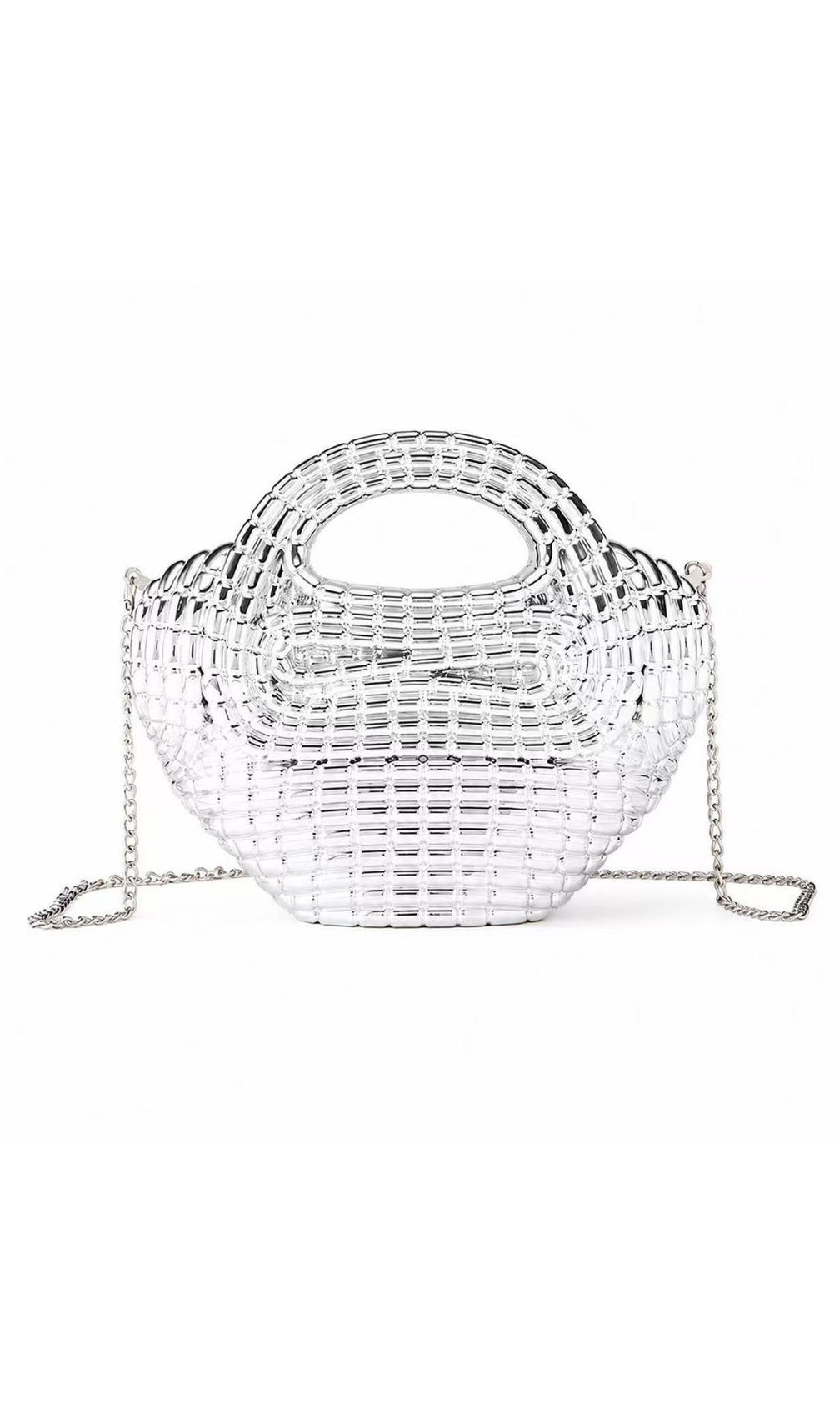 Raxelyn Silver Sculpted Grid Bag