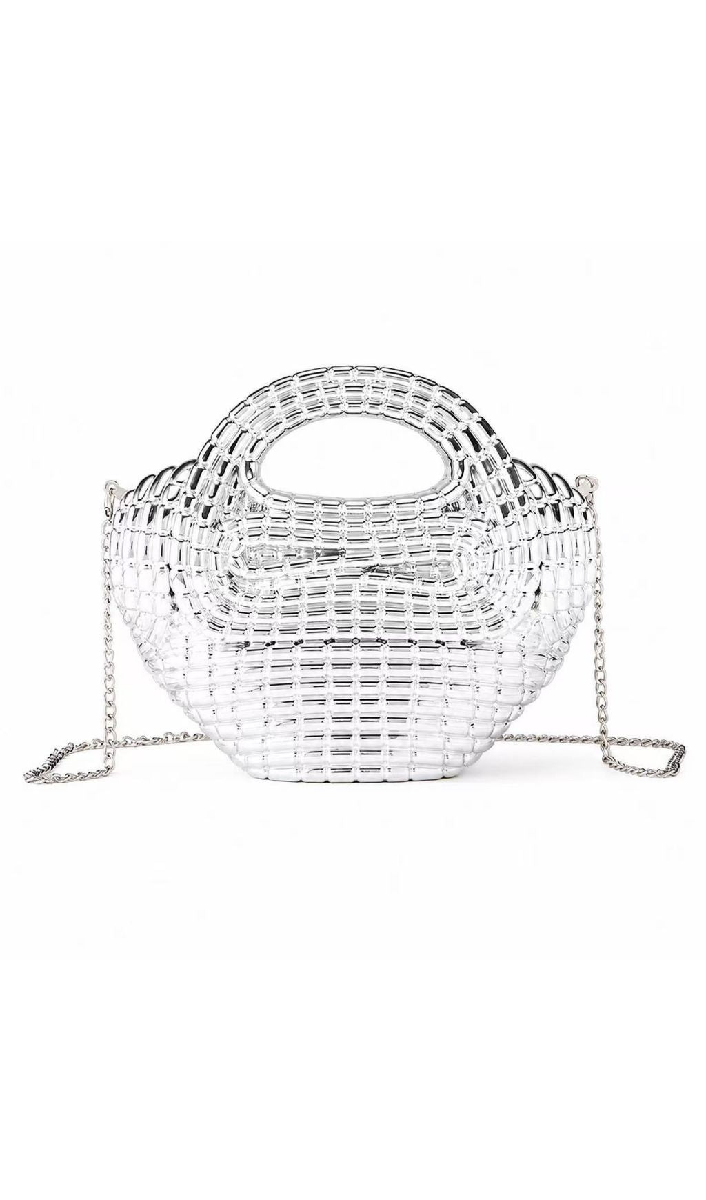 Raxelyn Silver Sculpted Grid Bag