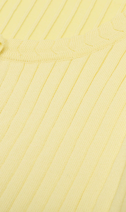 Jackie Yellow Ribbed Knit Maxi Dress & Cardigan Set