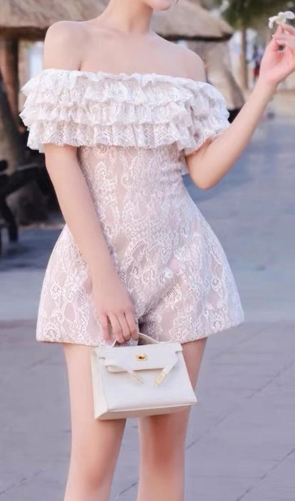 Finnea Off-Shoulder Lace Romper