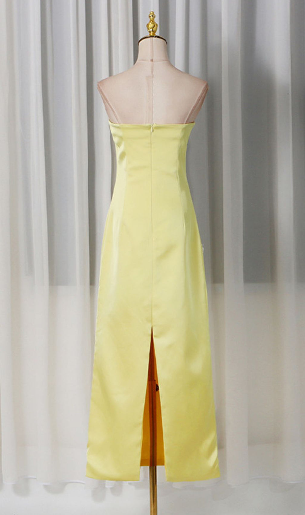 Jeneth Yellow Strapless Flower Maxi Dress