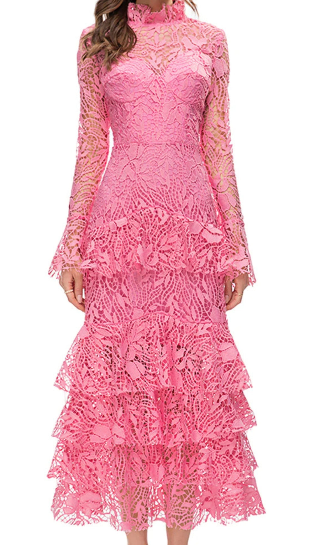 Anfisa Pink Lace Maxi Dress