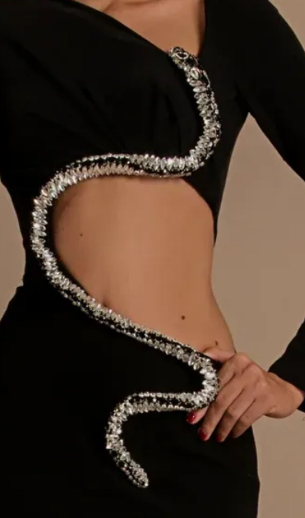 Celestial Black Velvet Long Sleeve Gown