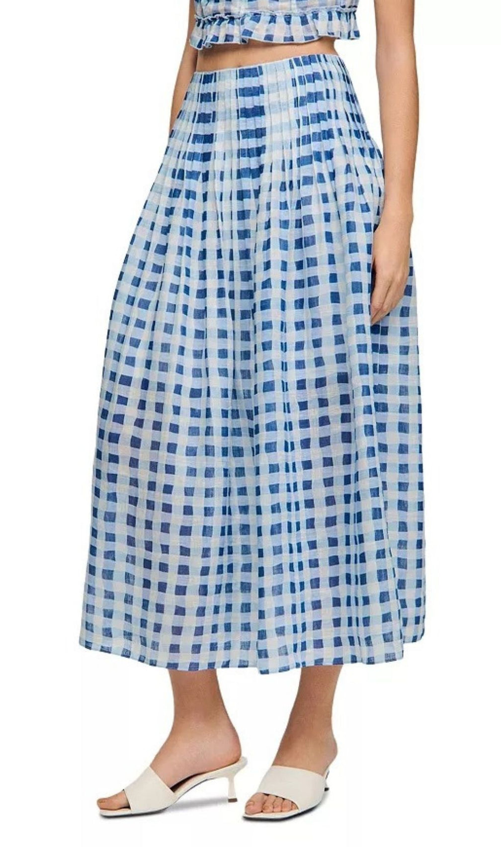 Poppy Gingham Linen Blend Maxi Skirt